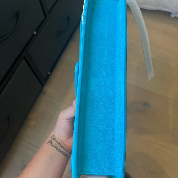 JACQUEMUS Le Bambino Long suede shoulder bag NWT DARK TURQUOISE - Picture 4 of 9